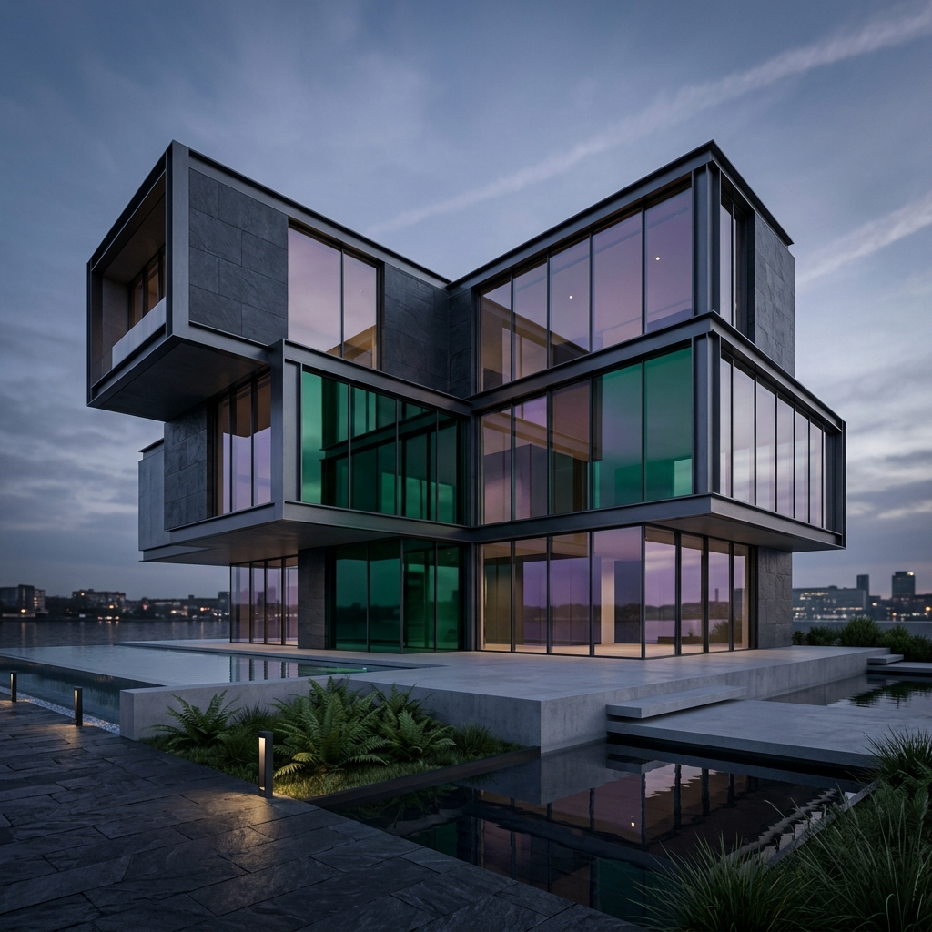 Sleek abstract 3D architecture structure rendering